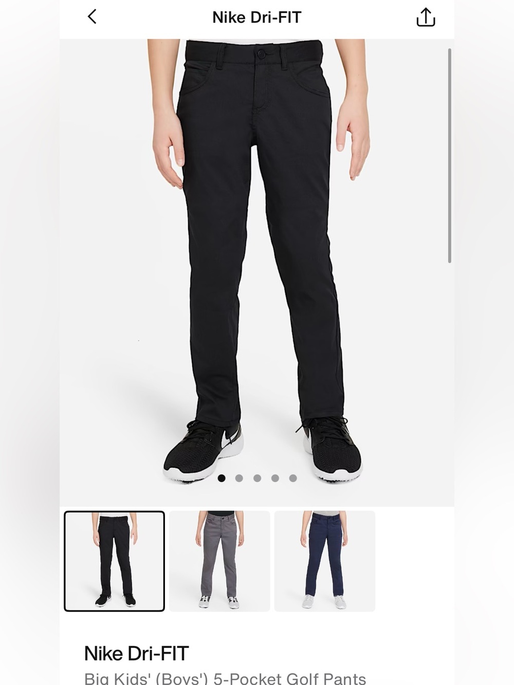 Nike Boys' Dri-FIT Black Golf Pants